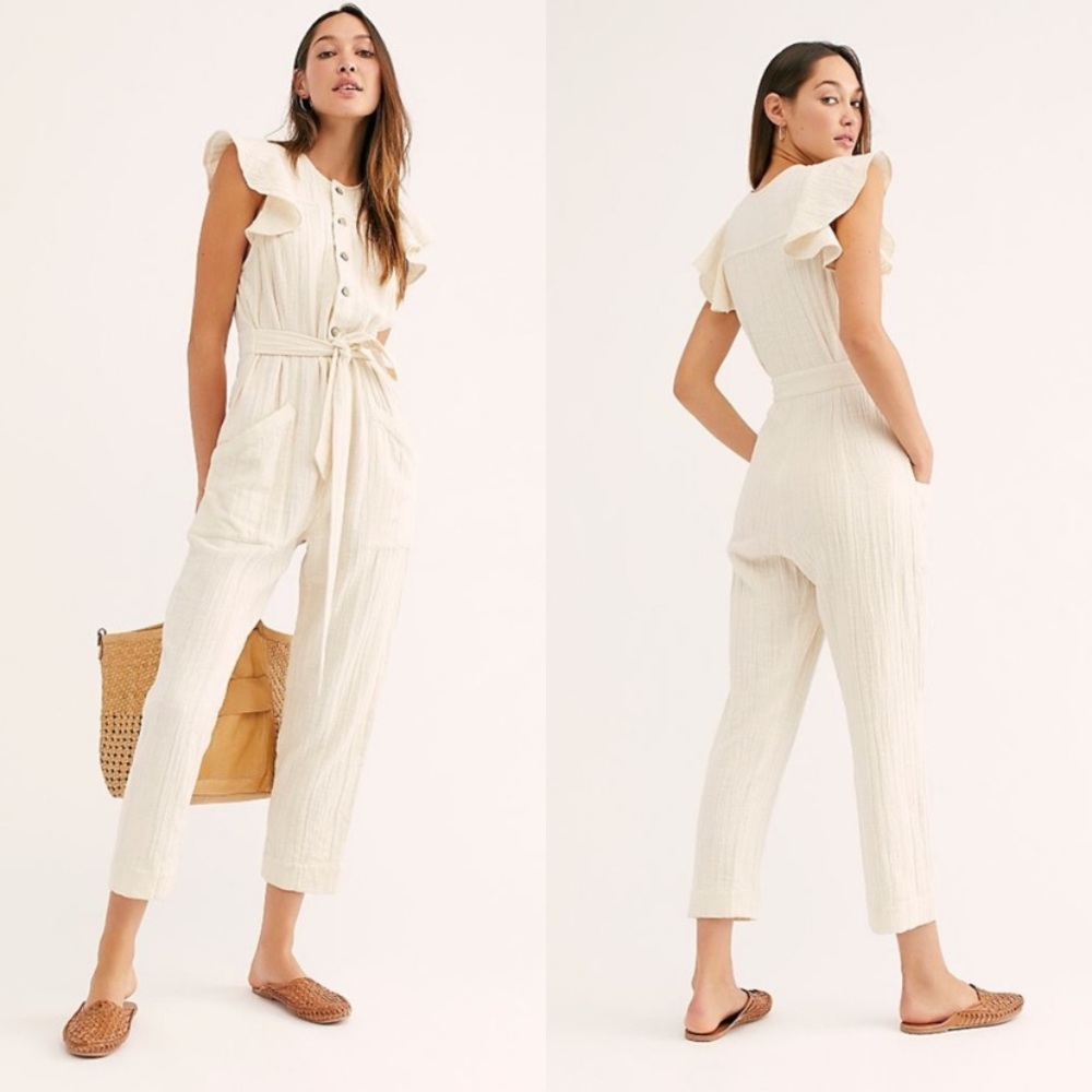 Free People Louis Linen Jumpsuit - xs